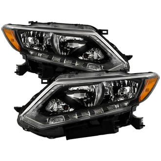 Spyder® - Driver and Passenger Side Black Factory Style Headlights with LED DRL