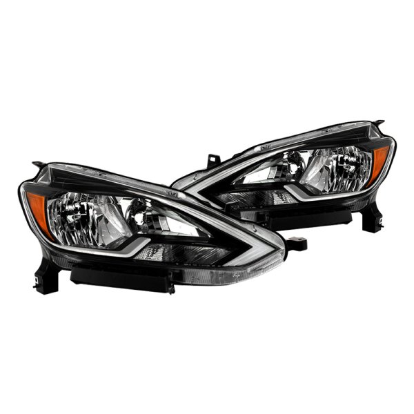 Spyder® - Black/Chrome Factory Style Headlights, Nissan Sentra