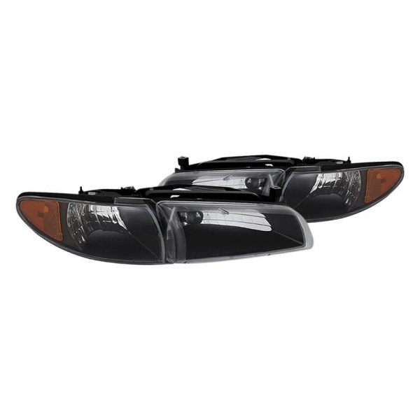 Spyder® - Black Euro Headlights with Amber Corner Lights, Pontiac Grand Prix