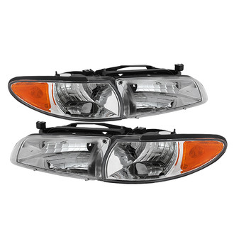 Spyder® - Driver and Passenger Side Chrome Euro Headlights with Amber Corner Lights