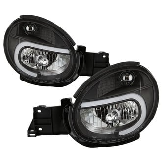 Spyder® - Driver and Passenger Side Black LED DRL Bar Euro Headlights