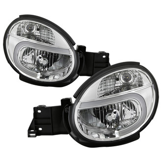 Spyder® - Driver and Passenger Side Chrome LED DRL Bar Euro Headlights