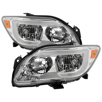 Spyder® - Driver and Passenger Side Chrome LED Light Tube Euro Headlights