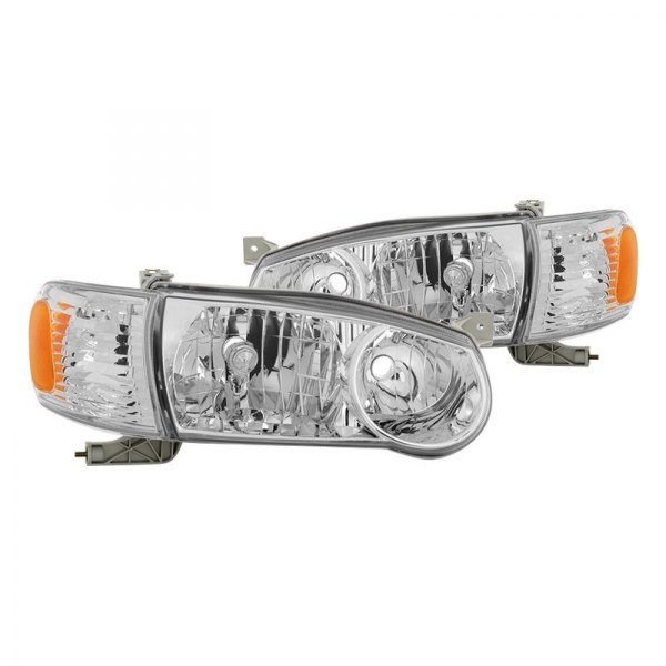 Spyder® - Chrome Factory Style Headlights with Amber Corner Lights, Toyota Corolla