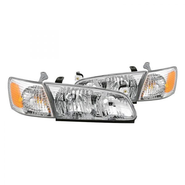Spyder® - Chrome Factory Style Headlights with Corner Lights, Toyota Camry