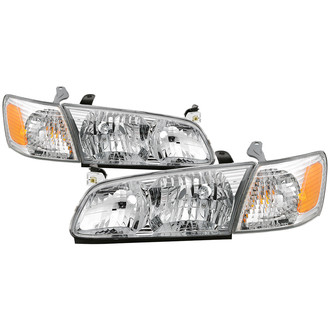 Spyder® - Driver and Passenger Side Chrome Factory Style Headlights with Turn Signal/Corner Lights
