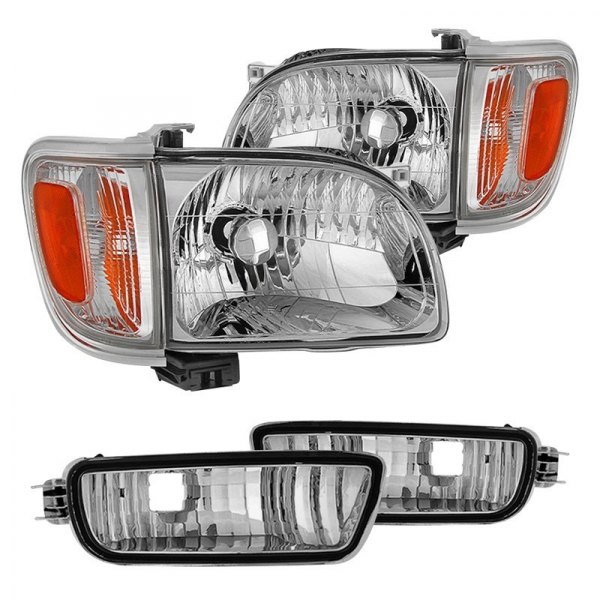 Spyder® - Chrome Euro Headlights with Amber Corner and Side Marker Lights, Toyota Tacoma