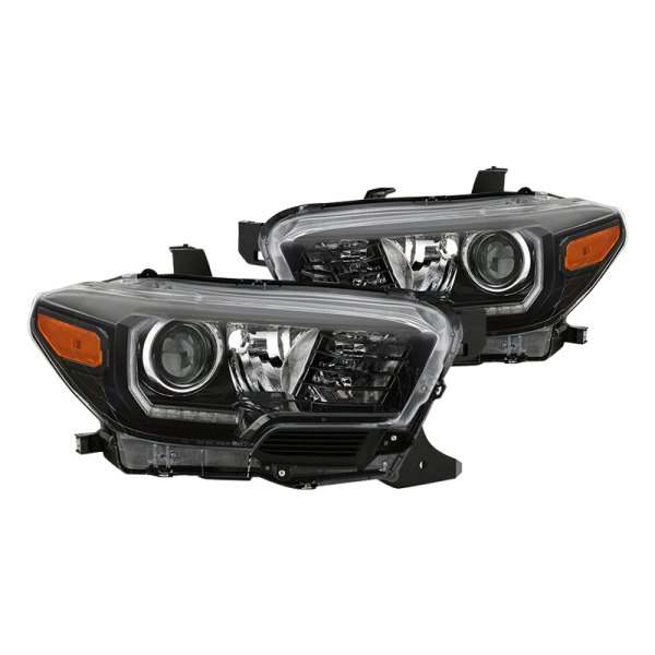 Spyder® - Black Projector Headlights with LED DRL, Toyota Tacoma