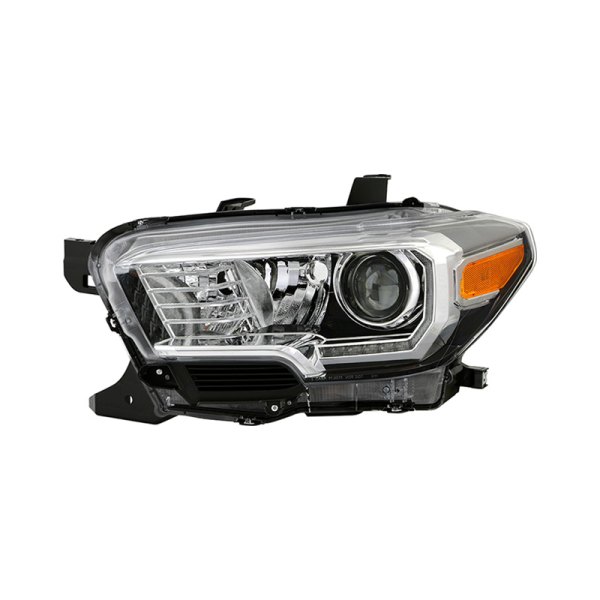 Spyder® - Driver Side Black/Chrome Factory Style Projector Headlight with LED DRL, Toyota Tacoma