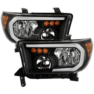 Spyder® - Driver and Passenger Side Black Euro Headlights with Sequential LED Turn Signal