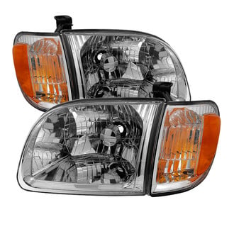 Spyder® - Driver and Passenger Side Chrome Factory Style Headlights with Turn Signal/Corner Lights