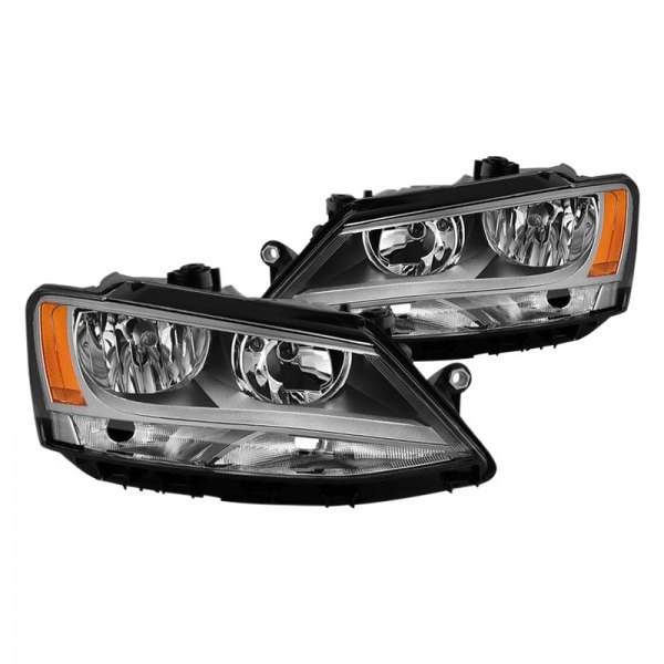 Spyder® - Black/Chrome Factory Style Headlights, Volkswagen Jetta