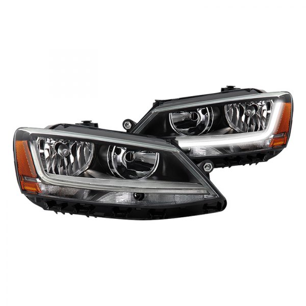 Spyder® - Black Euro Headlights with LED DRL, Volkswagen Jetta