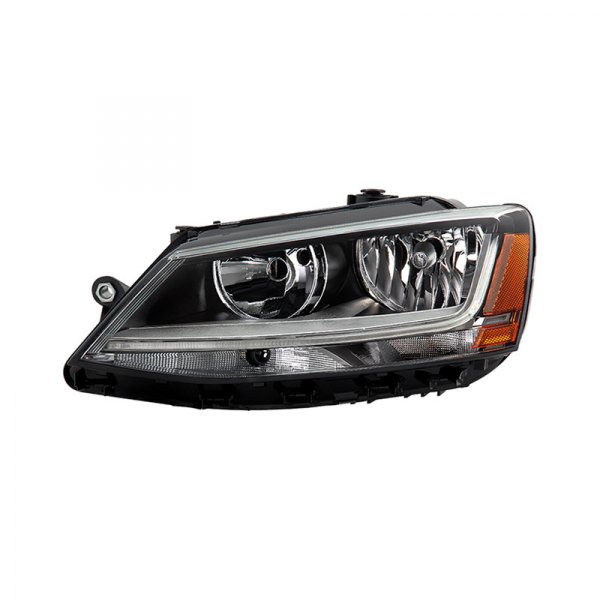 Spyder® - Driver Side Black Factory Style Headlight with LED DRL, Volkswagen Jetta