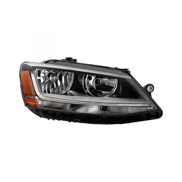 Spyder® - Passenger Side Black Factory Style Headlight with LED DRL, Volkswagen Jetta