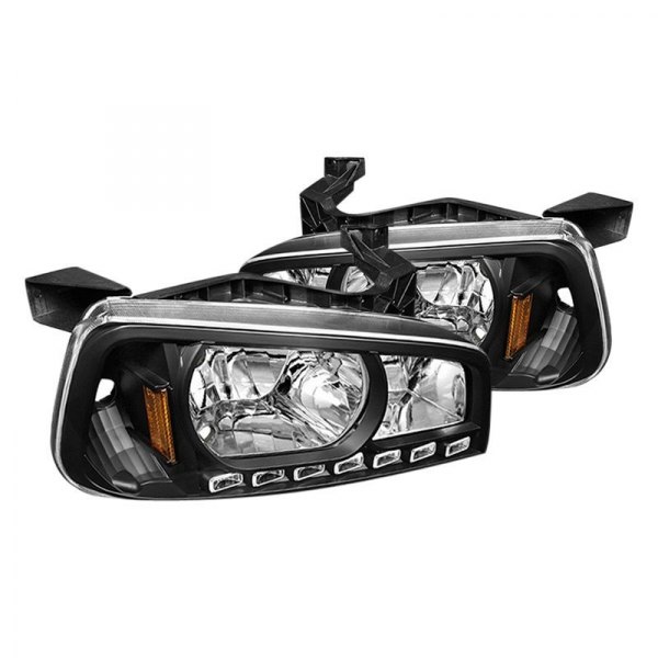 Spyder® - Black Euro Headlights with Parking LEDs, Dodge Charger