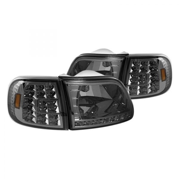 Spyder® - Chrome/Smoke Euro Headlights with LED Turn Signal and Parking