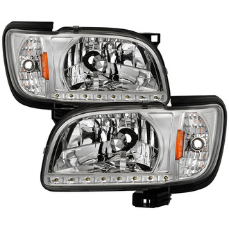 Spyder® - Driver and Passenger Side Chrome Euro Headlights with Parking LEDs