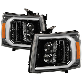 Spyder® - Driver and Passenger Side Chrome Light Tube Projector Headlights with LED Turn Signal