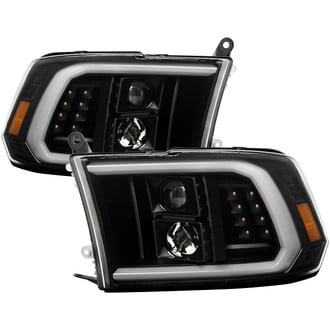 Spyder® - Driver and Passenger Side Black Light Tube Projector Headlights with LED Turn Signal
