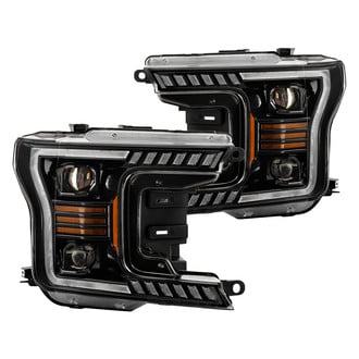 Spyder® - Driver and Passenger Side Black Projector LED Headlights with Sequential Turn Signal