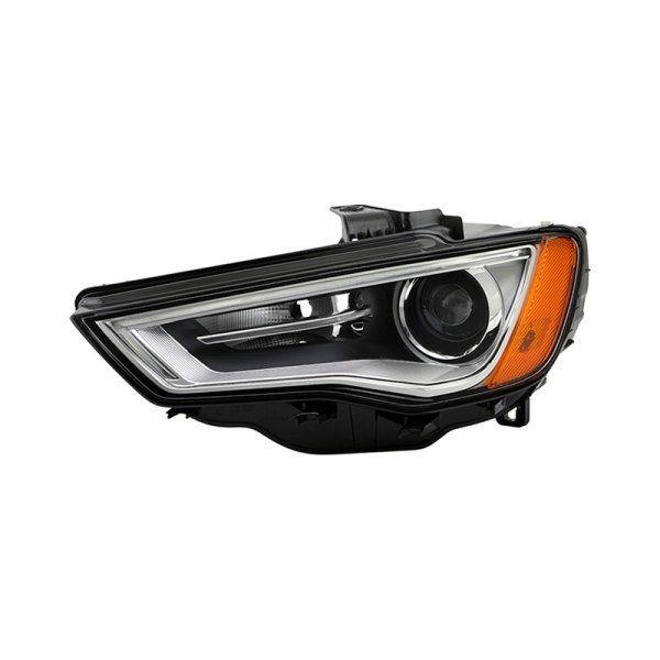 Spyder® - Driver Side Black Factory Style Projector Headlight with LED DRL, Audi A6