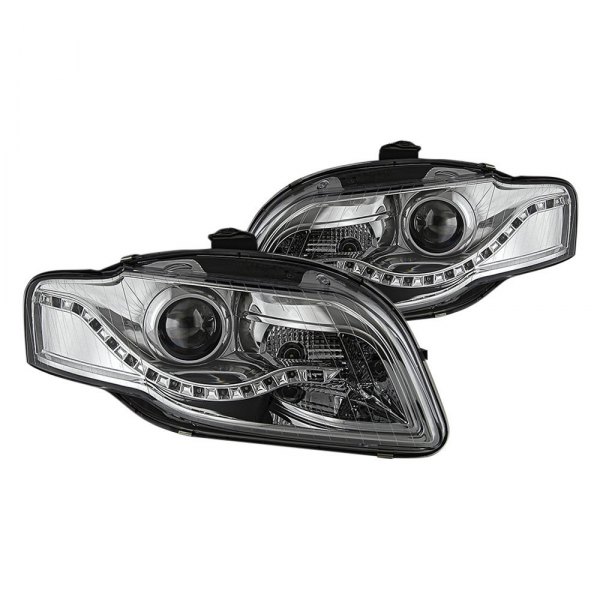 Spyder® - Chrome Projector Headlights with Parking LEDs, Audi A4