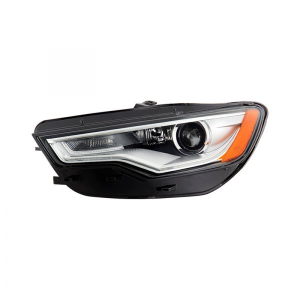 Spyder® - Driver Side Black/Chrome Factory Style Projector Headlight with LED DRL, Audi A6