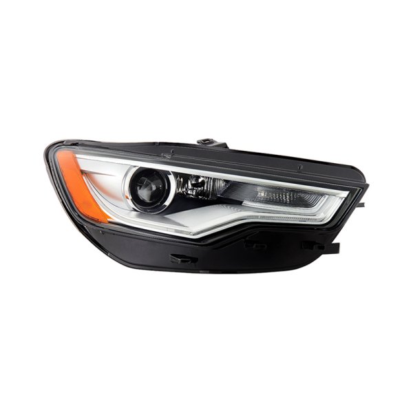 Spyder® - Passenger Side Black/Chrome Factory Style Projector Headlight with LED DRL, Audi A6