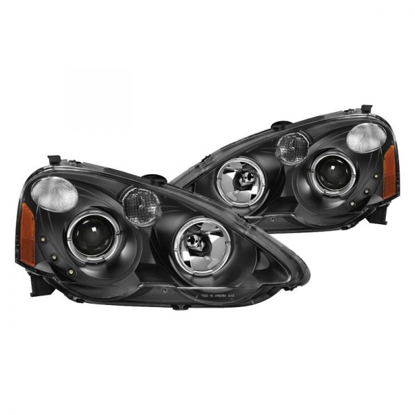Spyder® - Black Halo Projector Headlights with Parking LEDs, Acura RSX