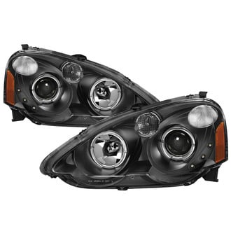 Spyder® - Driver and Passenger Side Black Halo Projector Headlights with Parking LEDs
