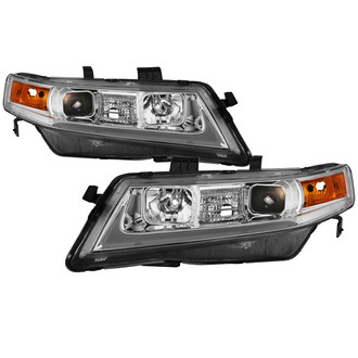 Spyder® - Driver and Passenger Side Chrome LED Light Tube Projector Headlights