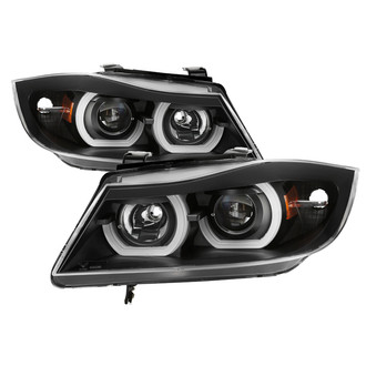 Spyder® - Driver and Passenger Side Black LED Light Tube Projector Headlights