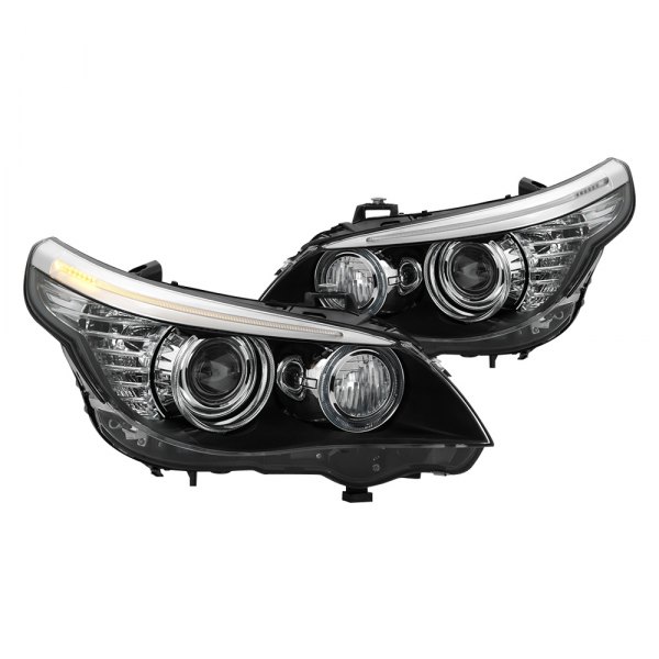 Spyder® - Passenger Side Black/Chrome Factory Style Projector Headlight, BMW 5-Series