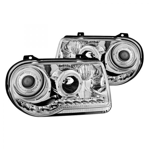 Spyder® - Chrome Halo Projector Headlights with LED DRL, Chrysler 300