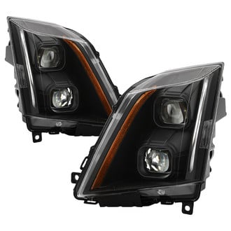 Spyder® - Driver and Passenger Side Black LED Light Tube Projector Headlights