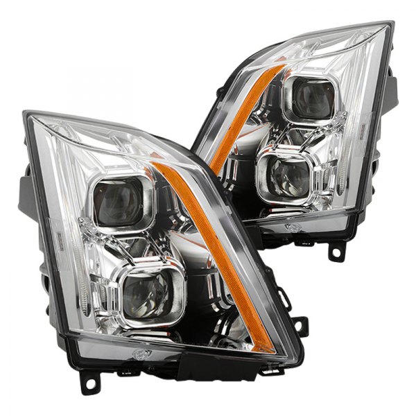 Spyder® - Chrome LED Light Tube Projector Headlights, Cadillac CTS