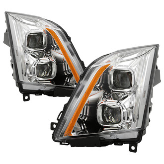 Spyder® - Driver and Passenger Side Chrome LED Light Tube Projector Headlights