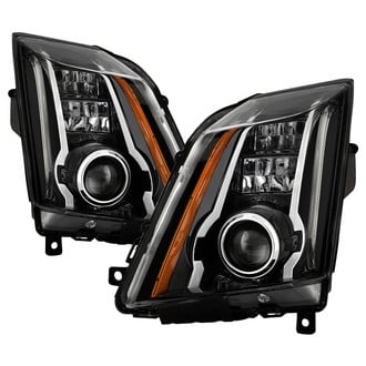 Spyder® - Driver and Passenger Side Black Projector Headlights with Switchback LED DRL