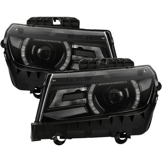 Spyder® - Driver and Passenger Side Black Projector Headlights with LED DRL