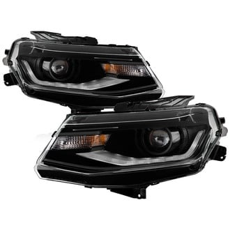 Spyder® - Driver and Passenger Side Black LED Light Tube Projector Headlights