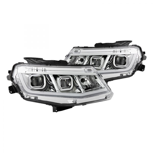 Spyder® - Chrome LED Light Tube Projector Headlights, Chevy Camaro