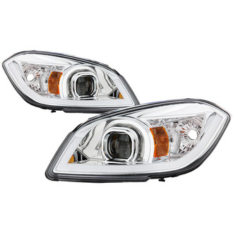 Spyder® - Driver and Passenger Side Chrome LED Light Tube Projector Headlights