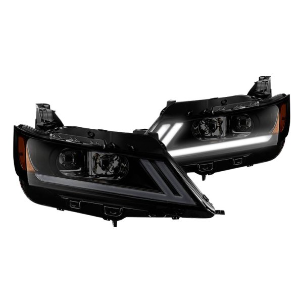 Spyder® - Black/Smoke LED Light Tube Projector Headlights, Chevy Impala