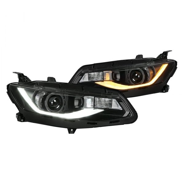Spyder® - Black Projector Headlights with Sequential LED Turn Signal, Chevy Malibu