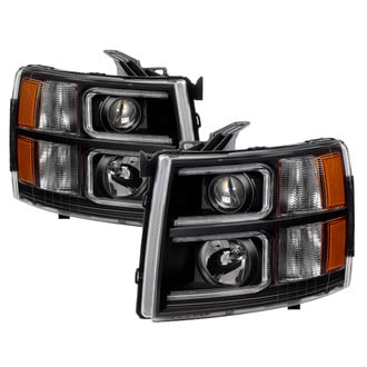 Spyder® - Driver and Passenger Side Black LED Light Tube Projector Headlights
