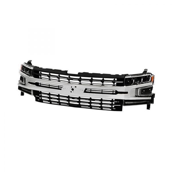 Spyder® - Black Factory Style Light Tube LED Headlights with Chrome Grille
