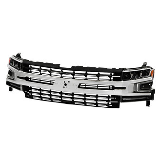 Spyder® - Driver and Passenger Side Black Factory Style LED Headlights with Chrome Grille