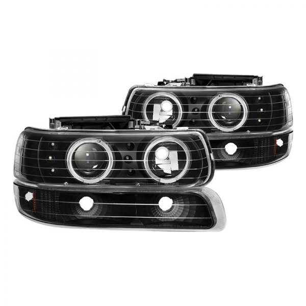 Spyder® - Black Halo Projector Headlights with Bumper Lights