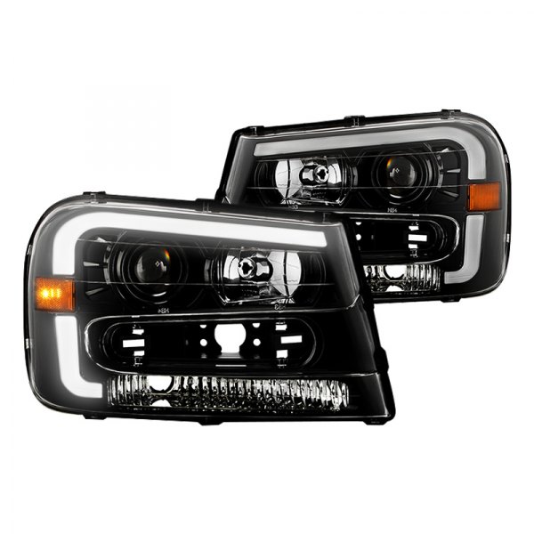 Spyder® - Black LED Light Tube Projector Headlights, Chevy Trailblazer